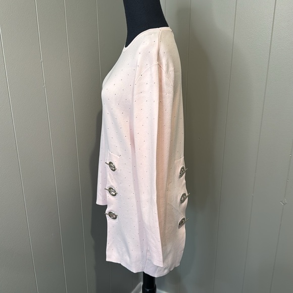 Gabby Isabella Pastel Pink Vented Sweater Asymmetrical. Silver Bar/Grommets. Med - Picture 4 of 7